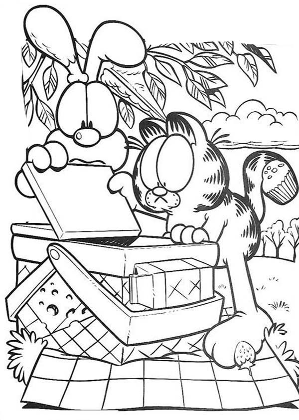 Garfield and oddie open picnic basket coloring page pirate coloring pages cartoon coloring pages coloring pages