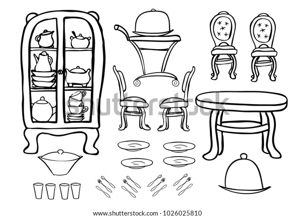 Ready print vector coloring page furniture stock vector royalty free