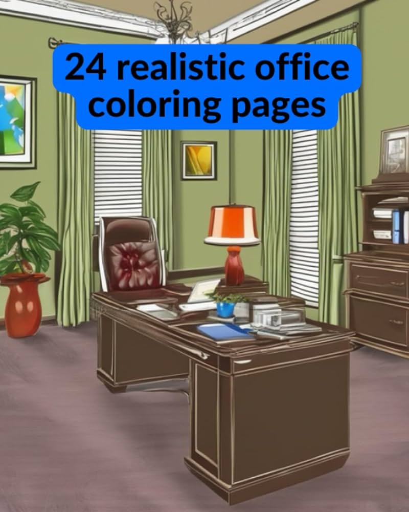 Realistic office loring pages page loring deration ornament