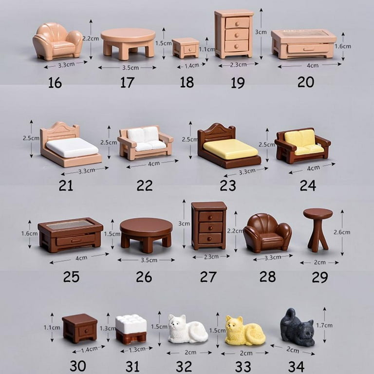 Mini furniture ornament pcs diy chair drinking machine dollhouse ornament diy micro landscape exquisite sofa miniatures simulation bed model desktop decor furniture figurines