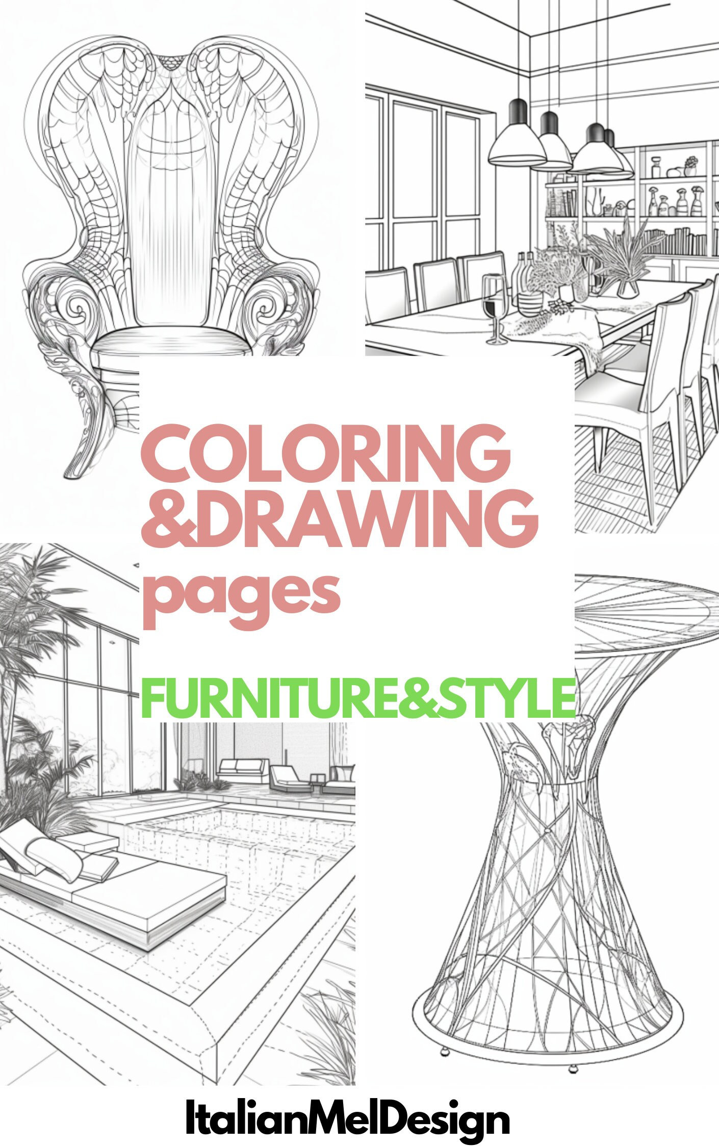Printable coloring pages of furniture e accessories for