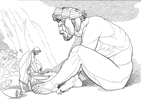 Odysseus gets polyphemus drunk coloring page free printable coloring pages