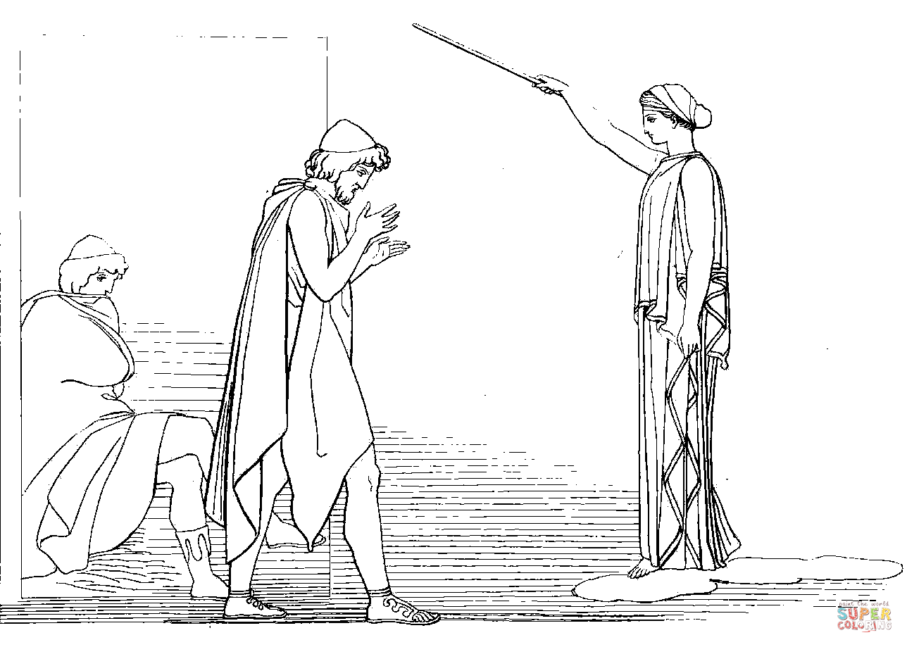 Athena restoring odysseus to his own shape coloring page free printable coloring pages