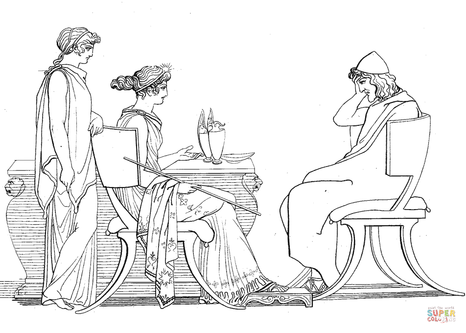 Odysseus at the table of circe coloring page free printable coloring pages