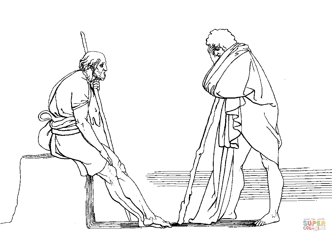 Odysseus conversing with eumaeus coloring page free printable coloring pages