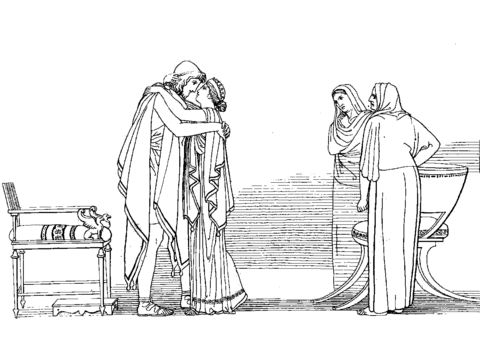 The meeting of odysseus and penelope coloring page free printable coloring pages