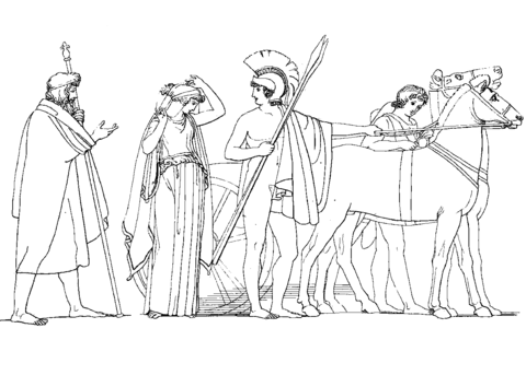 Odysseus departing from lacedaemon for ithaca with his bride penelope coloring page free printable coloring pages