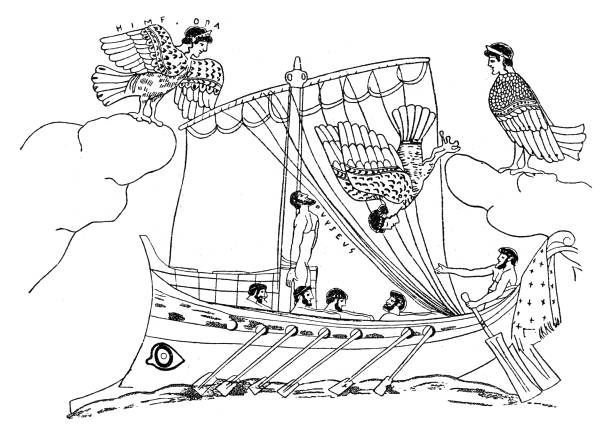 Odysseus ship stock illustrations royalty