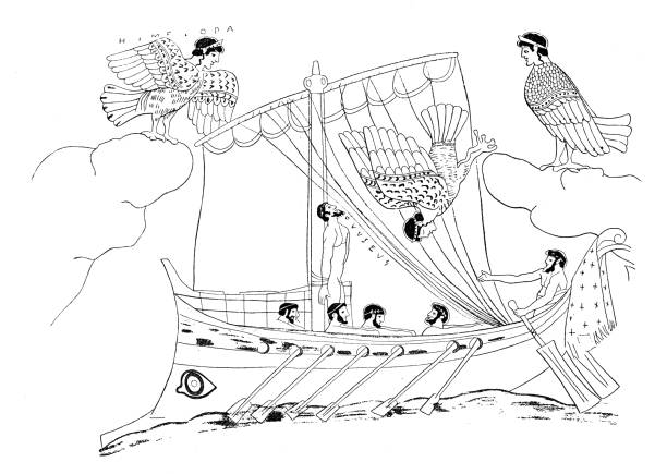 Odysseus ship stock illustrations royalty