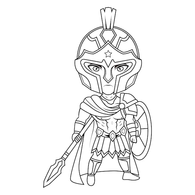 Premium vector ares chibi mascot line art