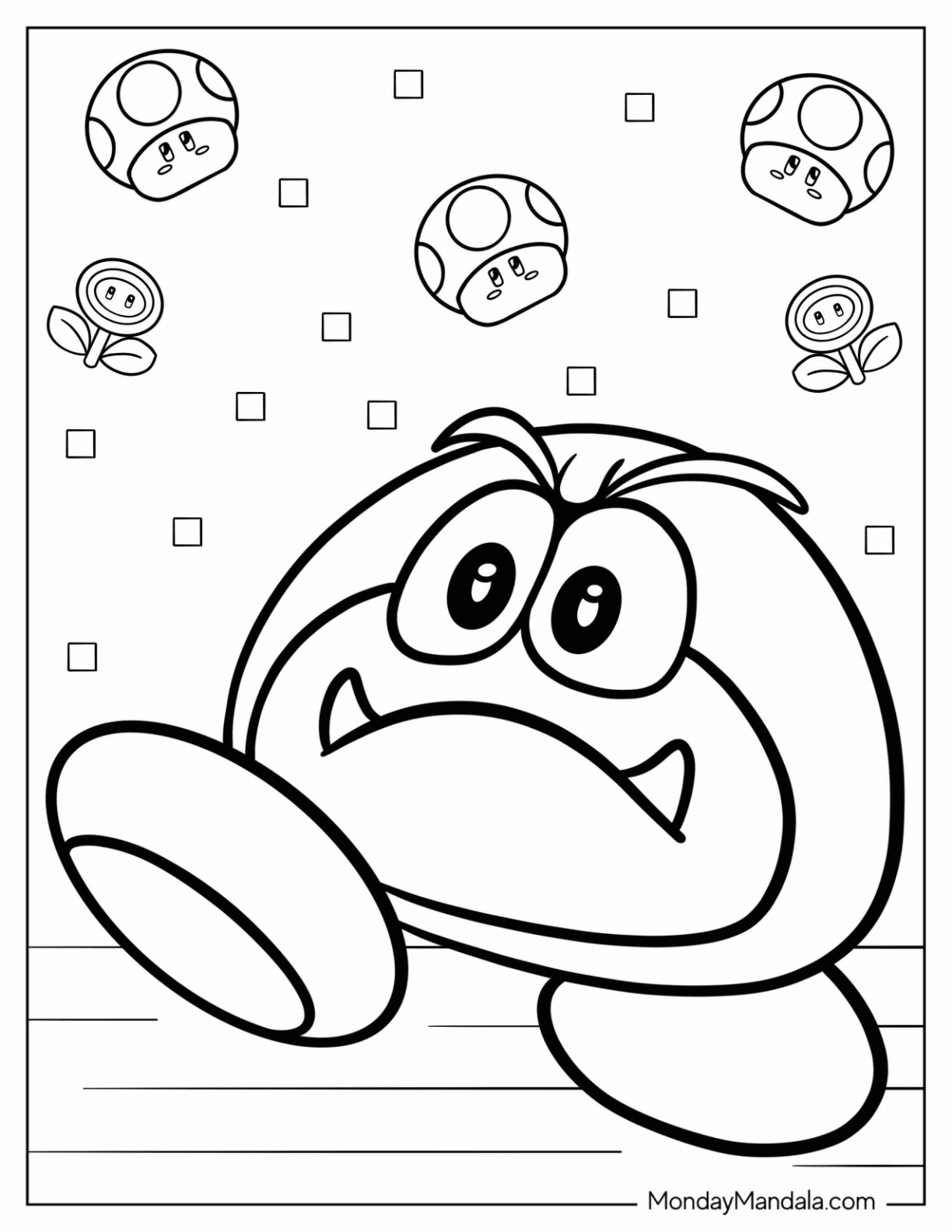 Goomba coloring pages free pdf printables