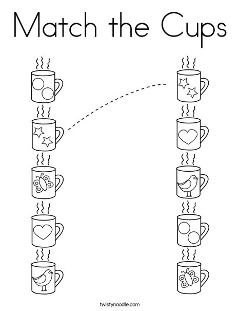 Match the cups coloring page
