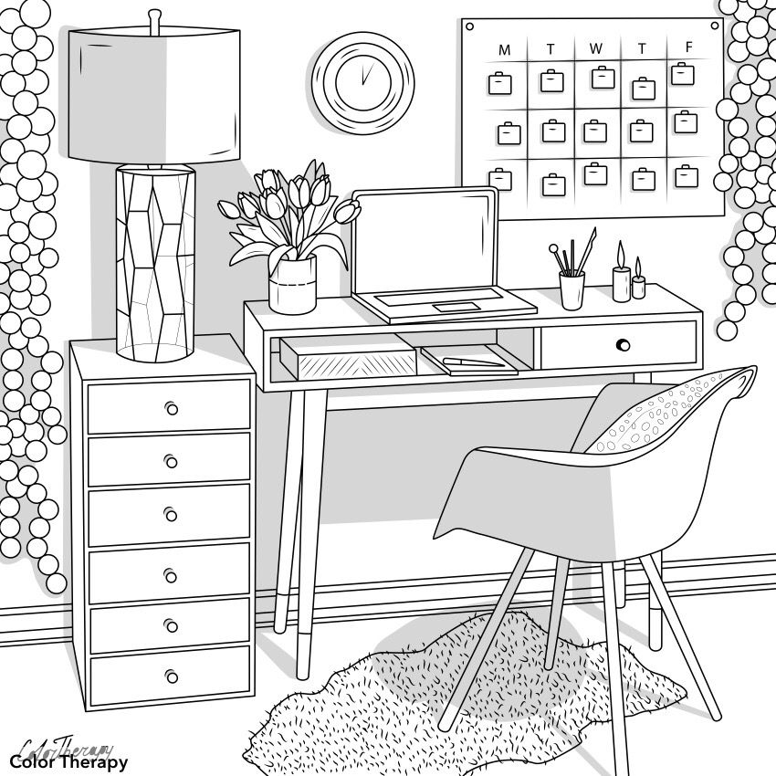 Pin by mayumi on color therapy roombefore â after interior design sketches coloring books coloring pages