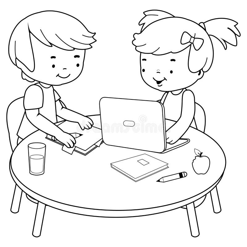 Child desk coloring stock illustrations â child desk coloring stock illustrations vectors clipart
