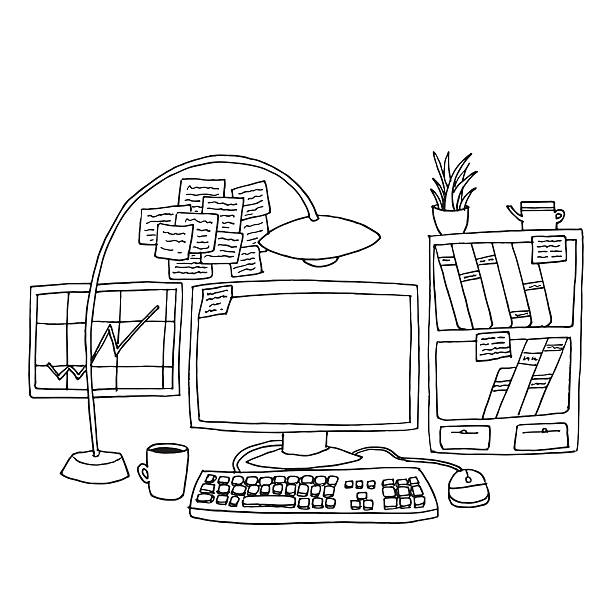Coloring book on desk stock illustrations royalty