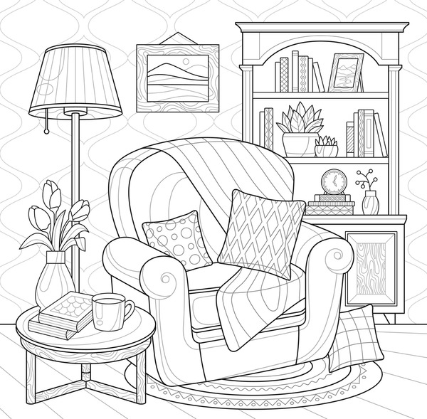 Thousand chair coloring page royalty
