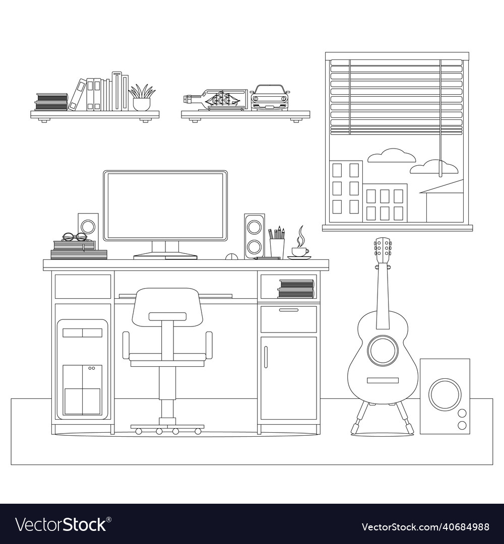 Living room coloring book royalty free vector image