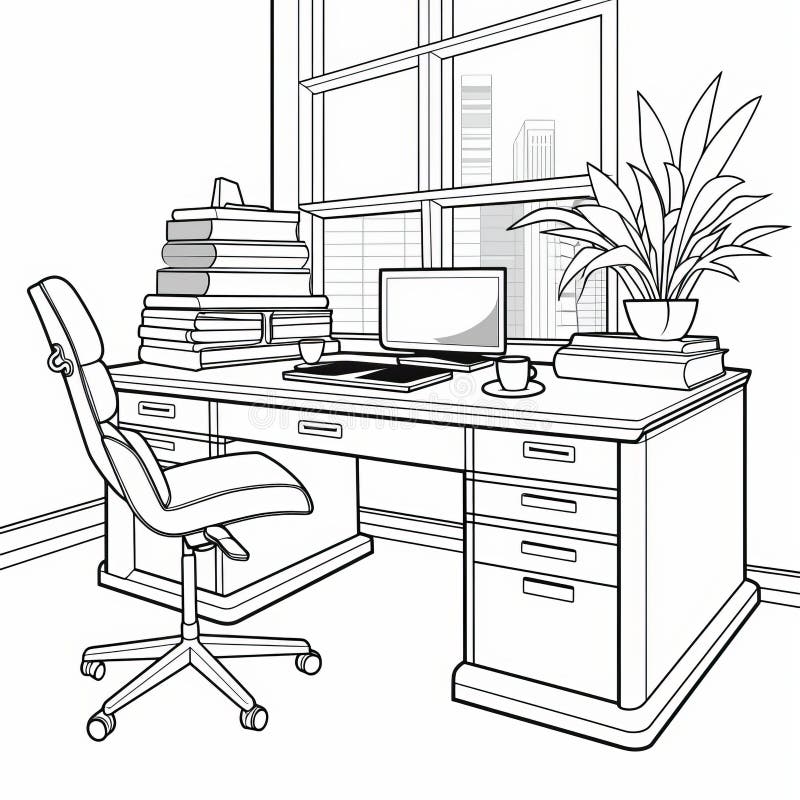 Room office coloring book stock illustrations â room office coloring book stock illustrations vectors clipart
