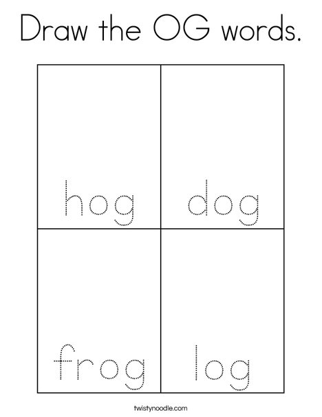 Draw the og words coloring page