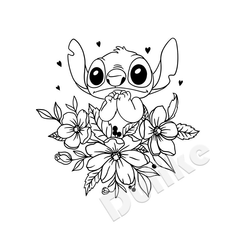 Lilo stitch floral flowers vinyl car window sticker decor cartoon stitch ohana laptop decals for apple macbook proair decor