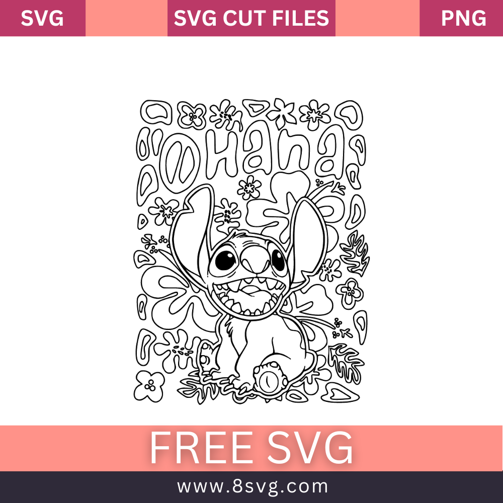 Stitch ohana outline svg free cut file for cricut â