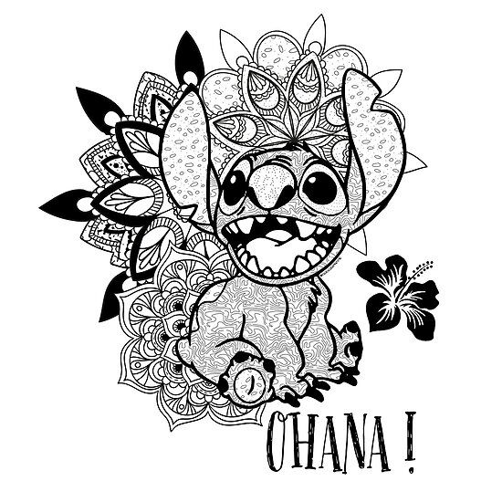 Ohana mandala dessin a colorier disney tatouage stitch disney coloriage mandala animaux