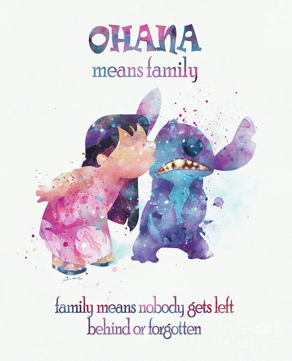 Ohana means family art print by monn print