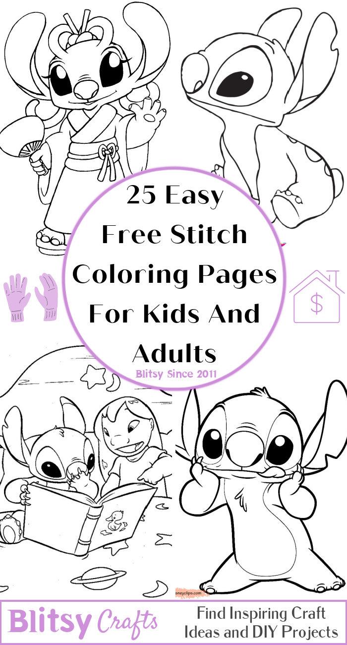 Free stitch coloring pages for kids and adults
