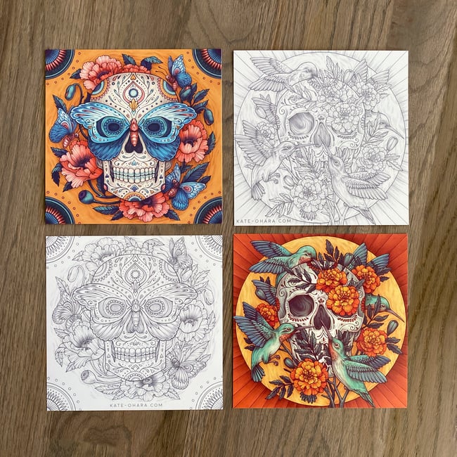 Day of the dead mini prints kate ohara
