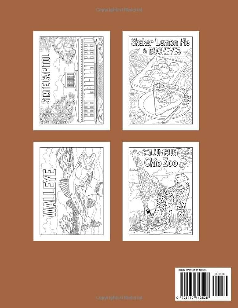 Ohio coloring book adult coloring pages painting on usa states landmarks and iconic funny stress relief pictures gifts for tourist publishing paperland books