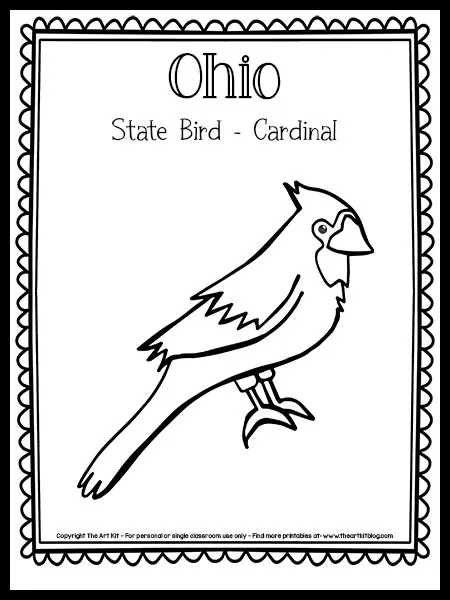 Ohio state bird coloring page the cardinal free printable â the art kit