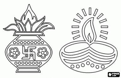 Oil lamps to celebrate diwali or festival of lights colouring page coloring pages doodle art drawing drawing for kids