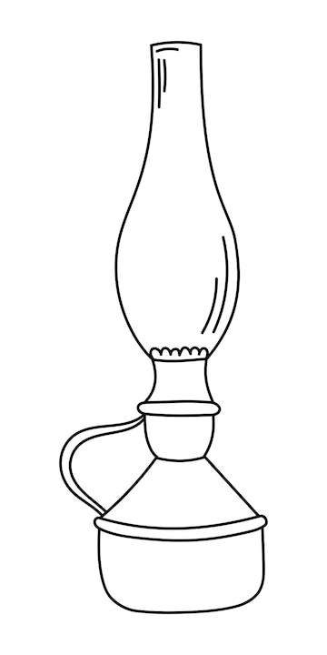 Premium vector painted oil lamp isolated on a white background
