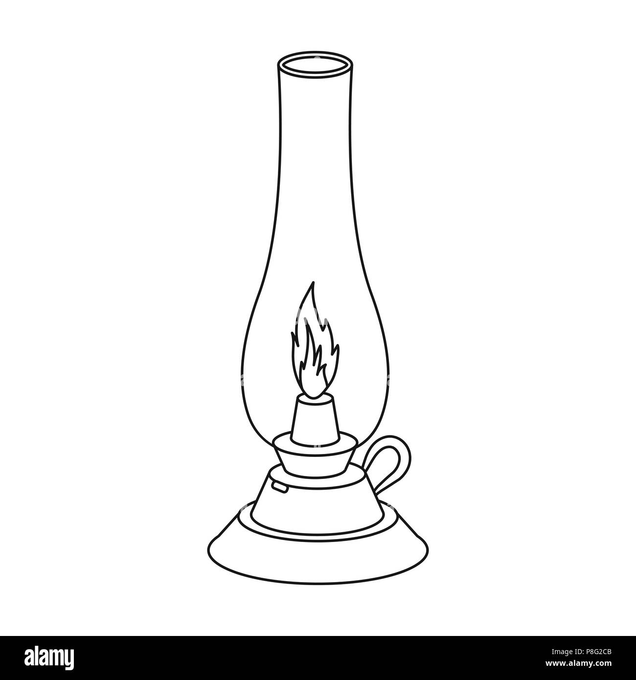Kerosene lamp icon in outline style isolated on white background light source symbol vector illustration stock vector image art