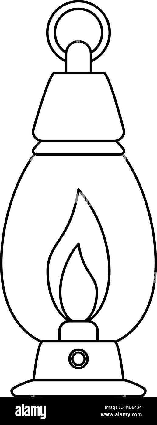 Oil lamp camping outdoors icon image stock vector image art