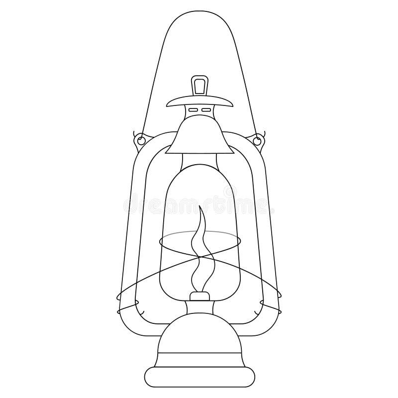 Lamp kerosene lamp vector illustration outline on an isolated white background doodle style sketch coloring book stock vector