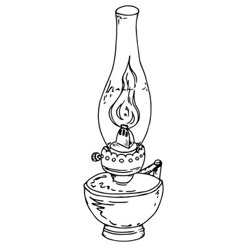 Kerosene lamp oil lamp vector illustration of a kerosene lamp hand drawn old oil lamp vector