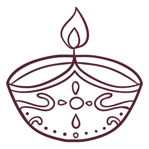 Indian clay oil lamp line png svg design for t