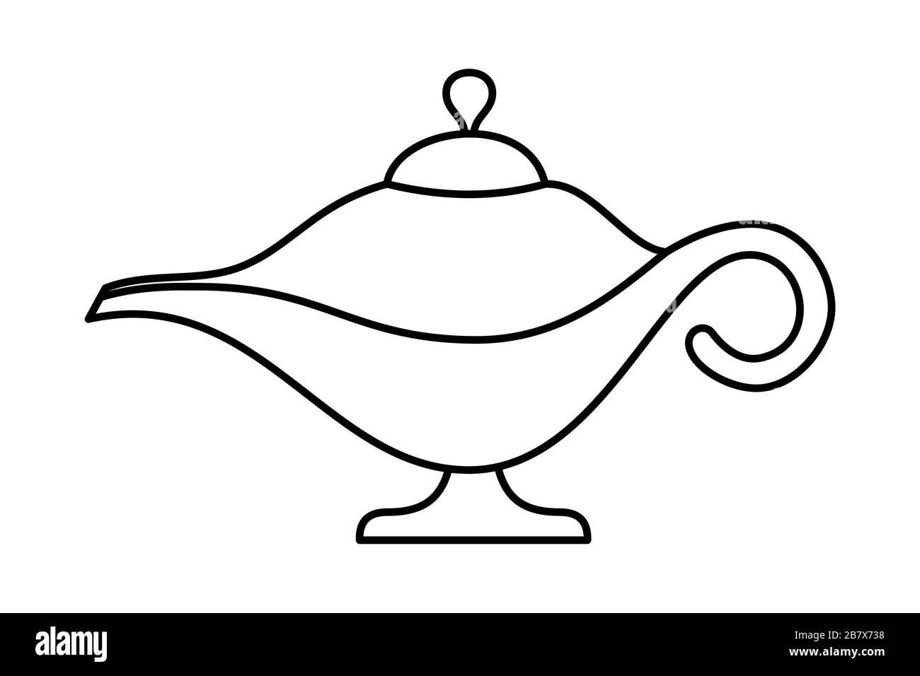 Magic oil lamp line outline vector sign linear and plete pictogram isolated on white symbol logo illustration vector illustration stock vector image art