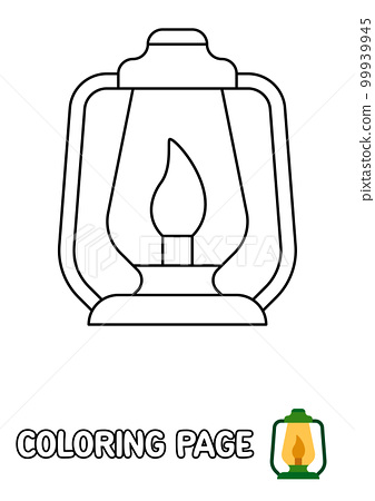 Coloring page with lantern for kids