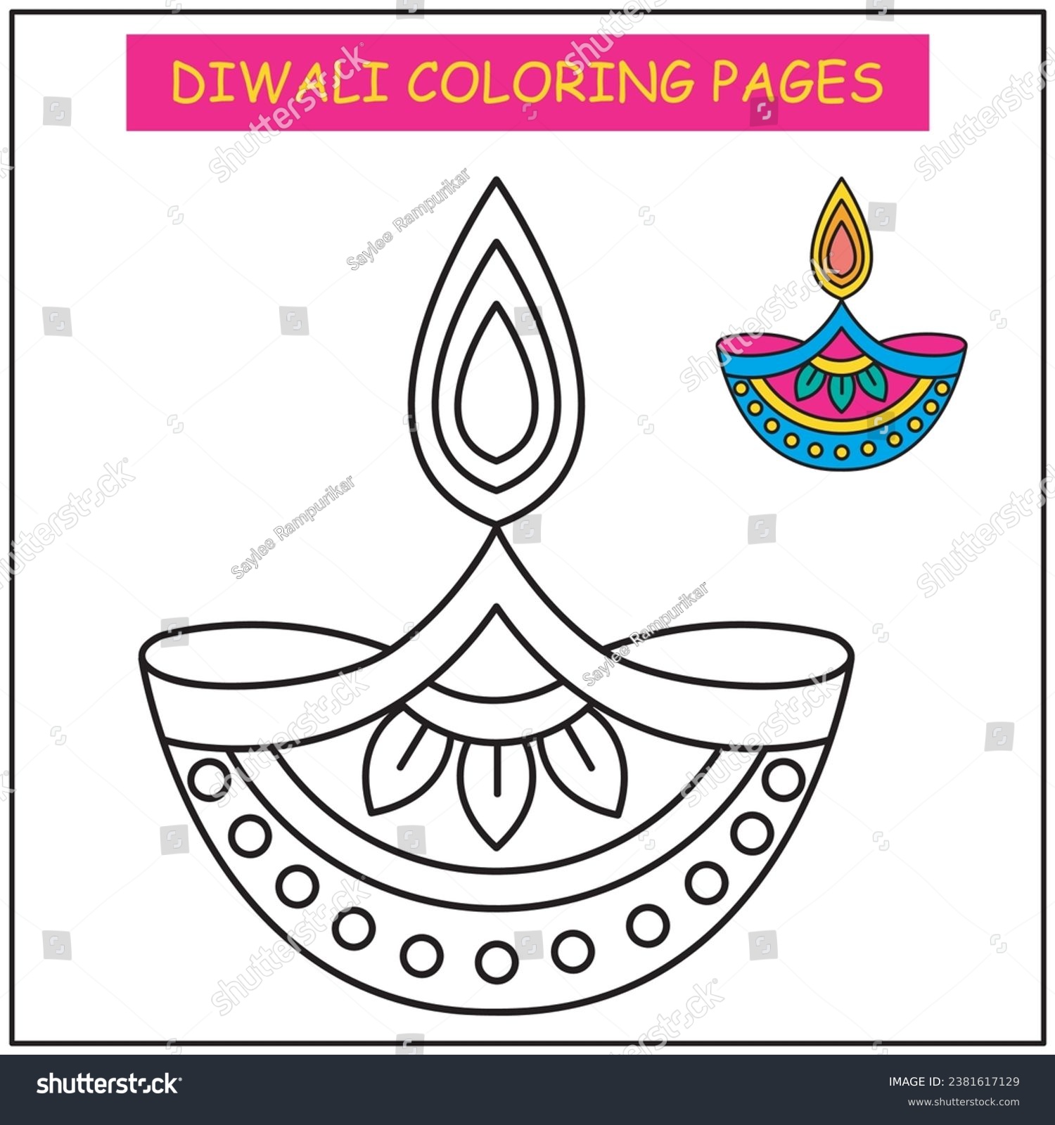 Diya coloring page royalty