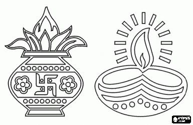 Oil lamps to celebrate diwali or festival of lights colouring page coloring pages doodle art drawing drawing for kids
