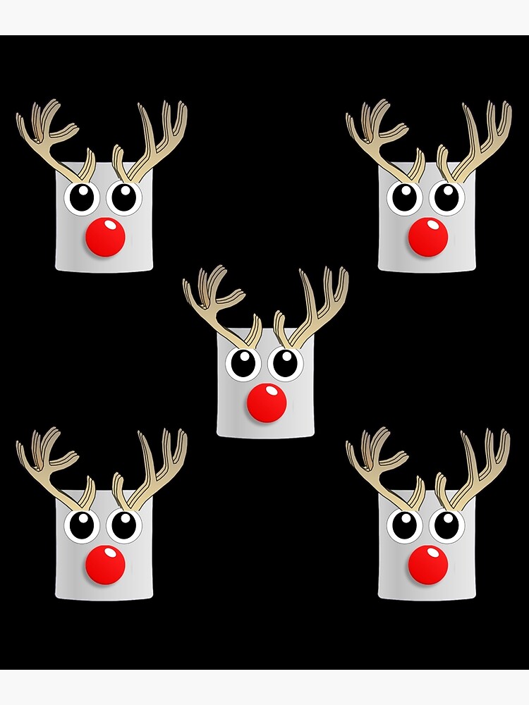 Marshmallow reindeer with black eyes and red nose art print for sale by sitnshop