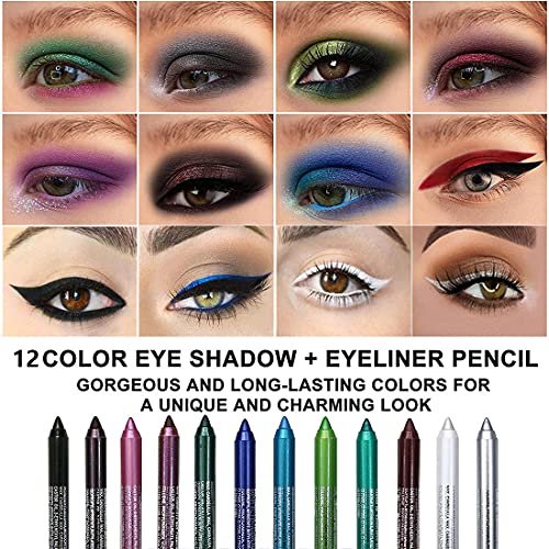 Evpct pcs white glitter eyeliner pencils set delineadores de colores para ojos lapiz negro a prueba de agua black silver blue red brown metallic col