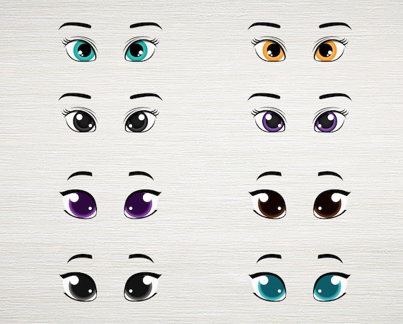 Anime eye colorful cartoon anime eyes set set of manga anime style eyes of different colors