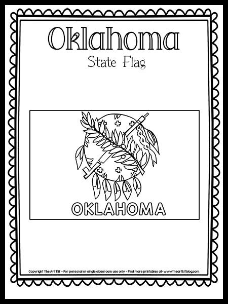 Oklahoma state flag coloring page free printable oklahoma state flag flag coloring pages state flags