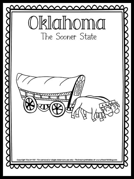 Oklahoma sooner state coloring page free printable â the art kit