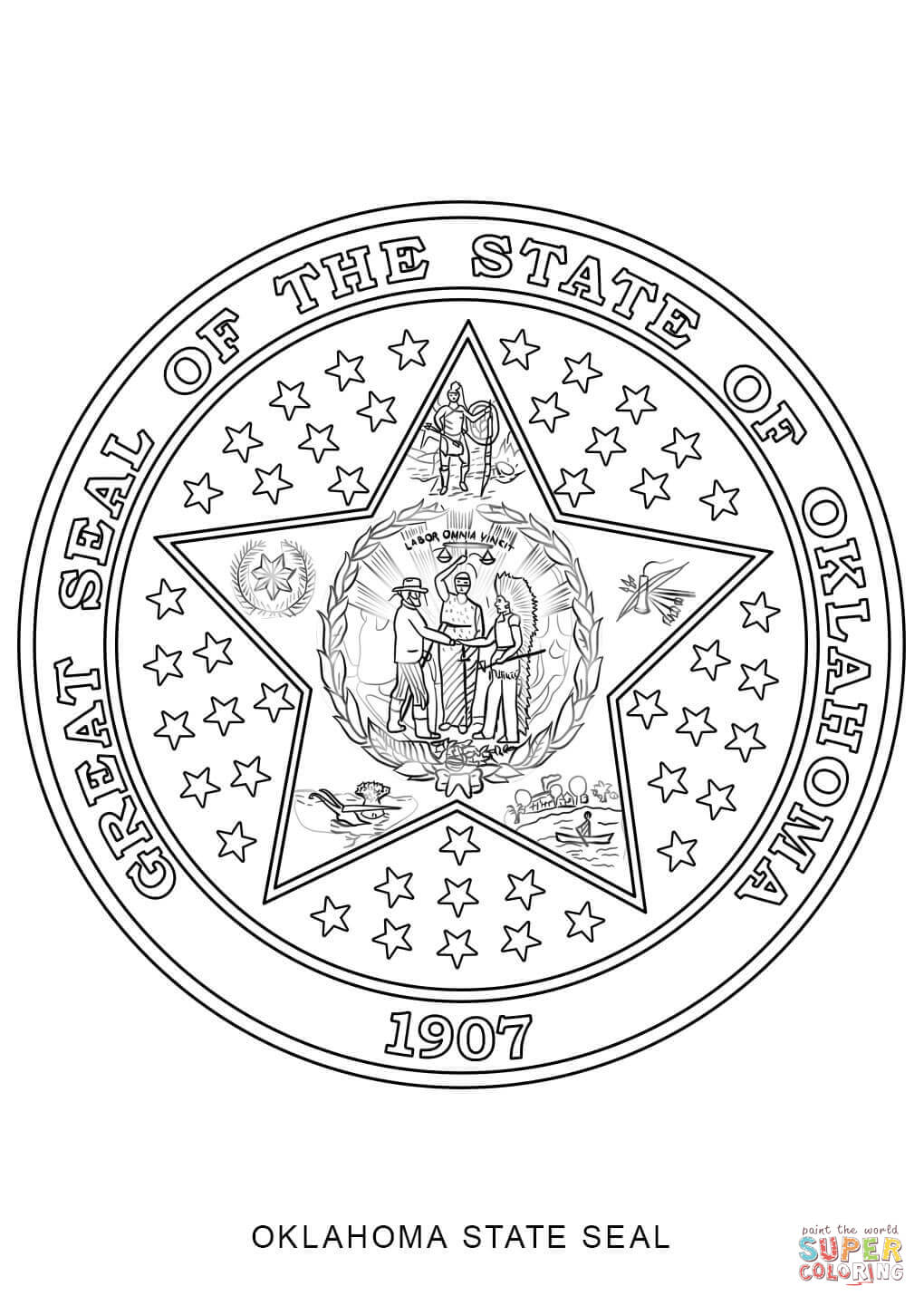Oklahoma state seal coloring page free printable coloring pages