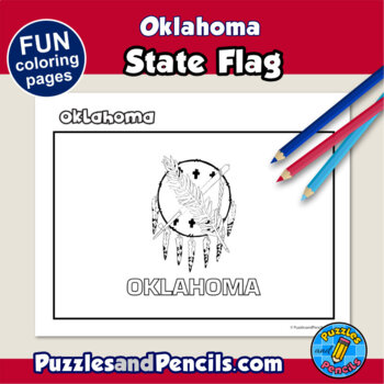 Oklahoma symbols coloring pages with map and state flag state symbols