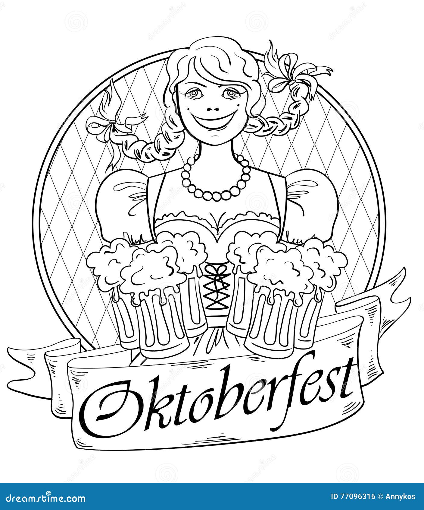 Oktoberfest girl with glasses of beer stock vector